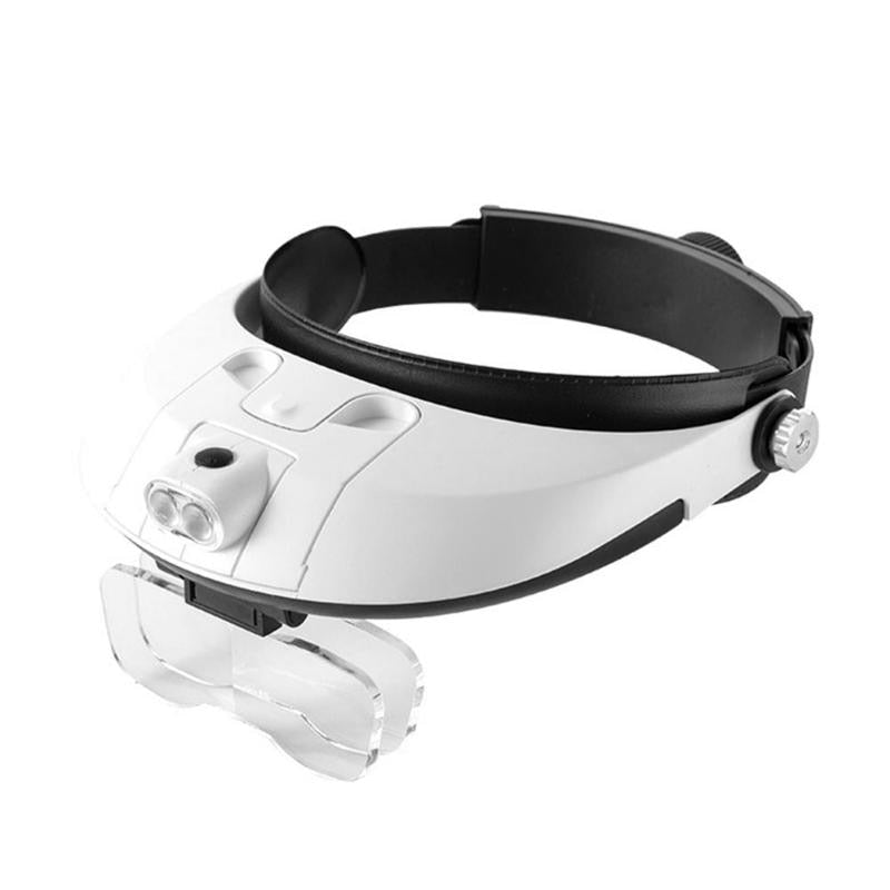 1.0-6.0X Headwear Magnifier for Reading Microscope Magnify Glass w/Lamp - ebowsos