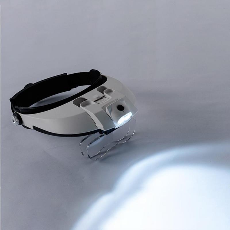 1.0-6.0X Headwear Magnifier for Reading Microscope Magnify Glass w/Lamp - ebowsos