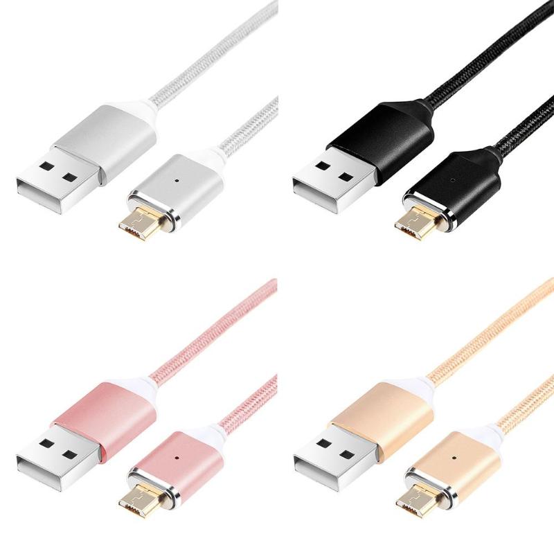 1.2m/3.94ft Magnetic Micro USB Connector Nylon Braided Charging Cable Micro USB Data Sync Transfer Charger Cord Wire Line - ebowsos