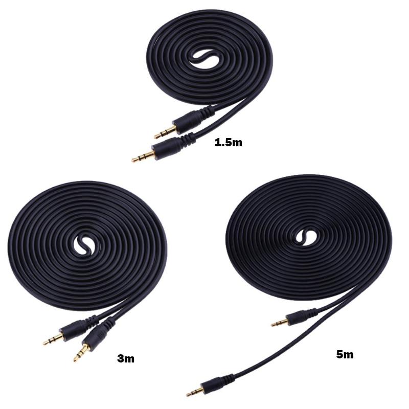 1.5m/3m/5m Male to Male Audio Extension Cable Gold Plated AUX Cables Auxiliary Cord Wire Line for Car Audio System High Quality - ebowsos