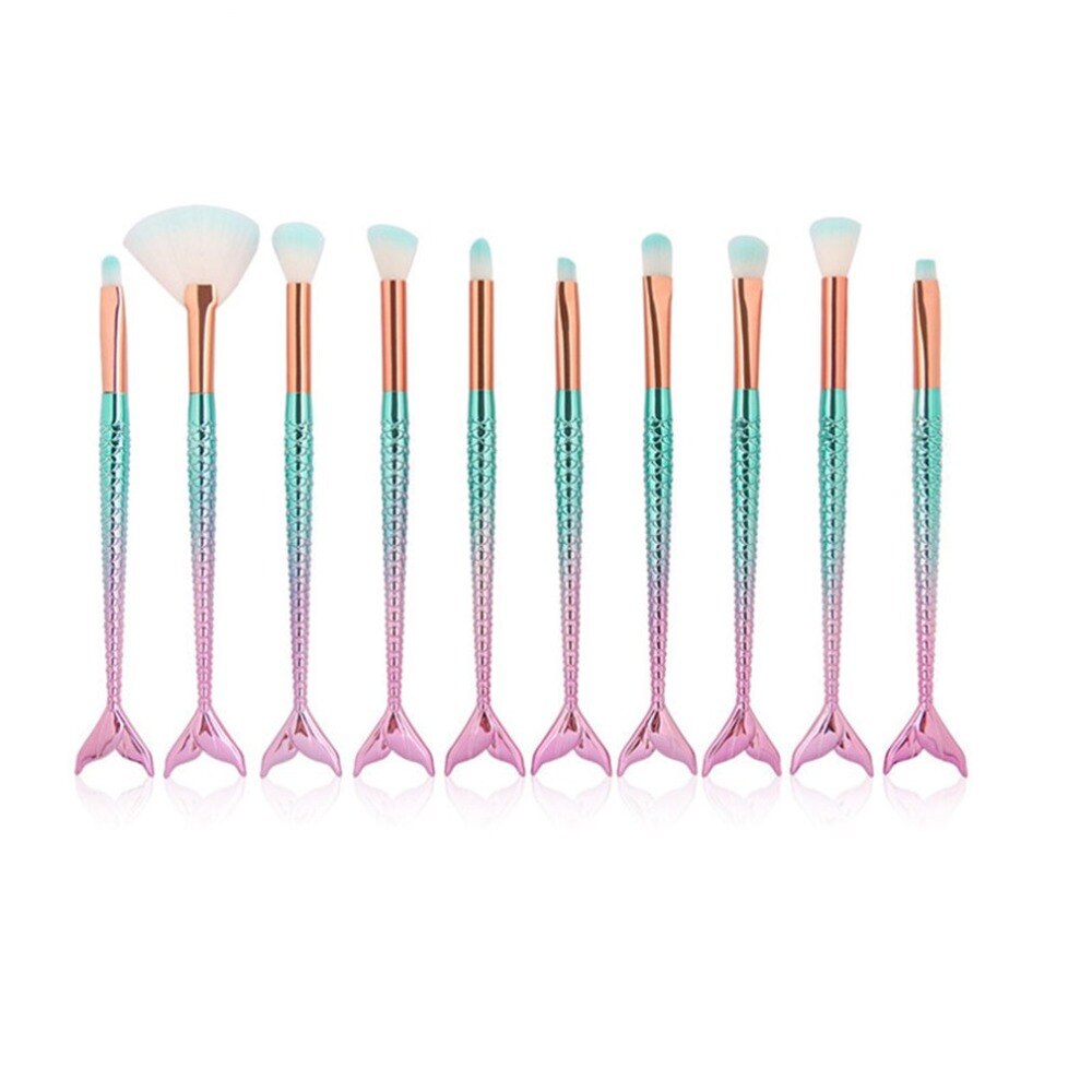 1/7/10Pcs Fashion Mermaid Eyebrow Lip Eyeshadow Foundation Makeup Brushes Set makeup brushes makeup brush set sponge holder - ebowsos