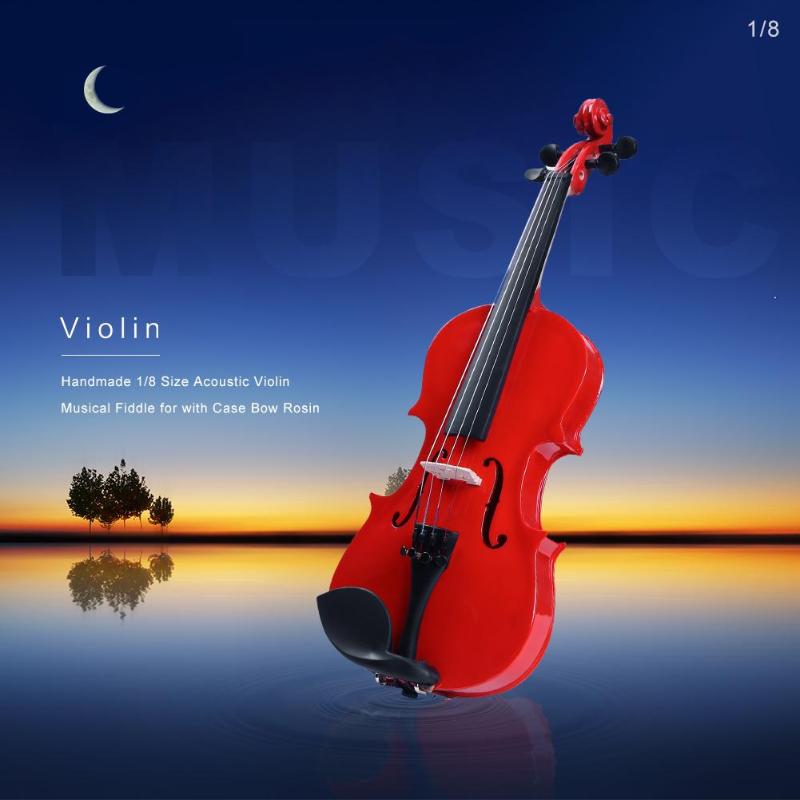 1/8 Splint Acoustic Violin Basswood Body Back Side Plate Maple Head Bright Fiddle Exerciser Set for Musical Lover Student-ebowsos