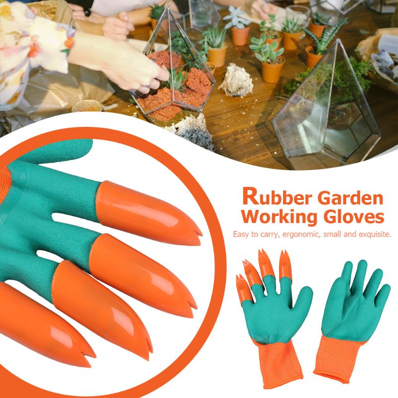 1 Pair Garden Gloves Garden Working Genie Rubber Gloves With 4 ABS Plastic Claws Easy to Dig and Plant For Digging Planting - ebowsos