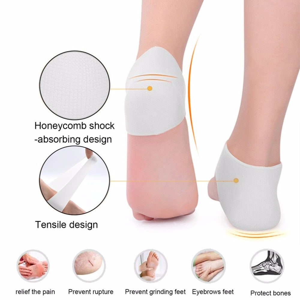 1 Pair Silicone Moisturizing Gel Heel Socks Cracked High Heel Protective Relieve Ease Heel Pain Foot Skin Care Tool Protectors - ebowsos