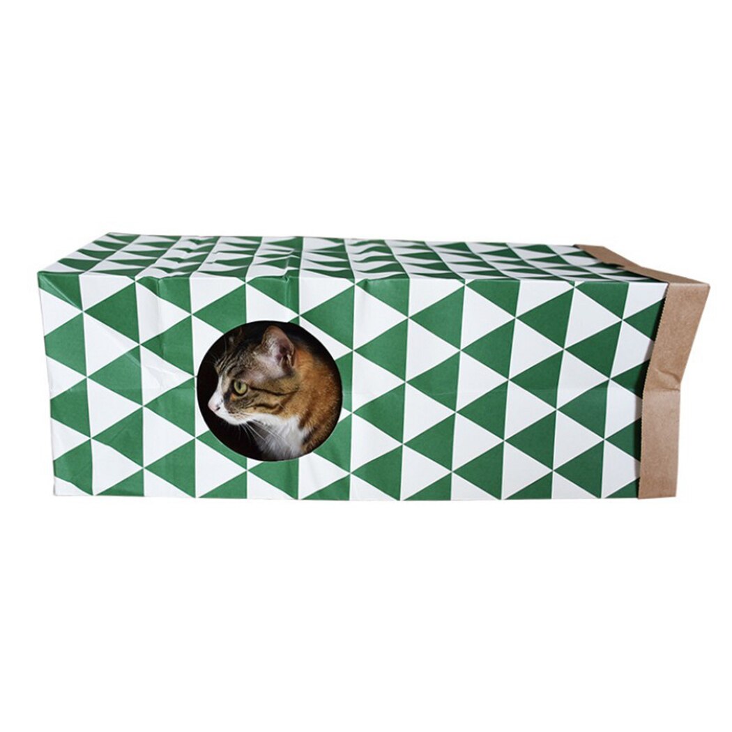 1 Pcs Paper Bag Tunnel Creative Interactive Kraft Paper Cat Tunnel Cat Paper House Pet Toy Cat Supplies-ebowsos