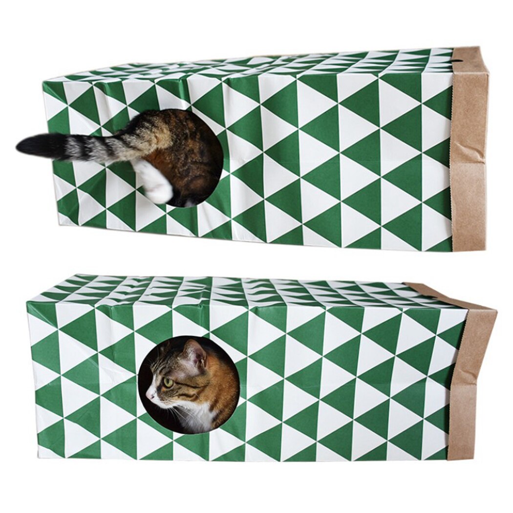 1 Pcs Paper Bag Tunnel Creative Interactive Kraft Paper Cat Tunnel Cat Paper House Pet Toy Cat Supplies-ebowsos