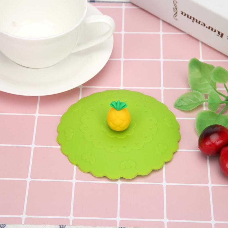 1 Pcs Silicone Cup Lid Multi-functional Reusable Dust-proof Bowl Cover Leak-proof Cup Lids Cute Fruits animal Decor Mugs Cap - ebowsos