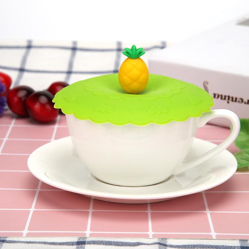 1 Pcs Silicone Cup Lid Multi-functional Reusable Dust-proof Bowl Cover Leak-proof Cup Lids Cute Fruits animal Decor Mugs Cap - ebowsos