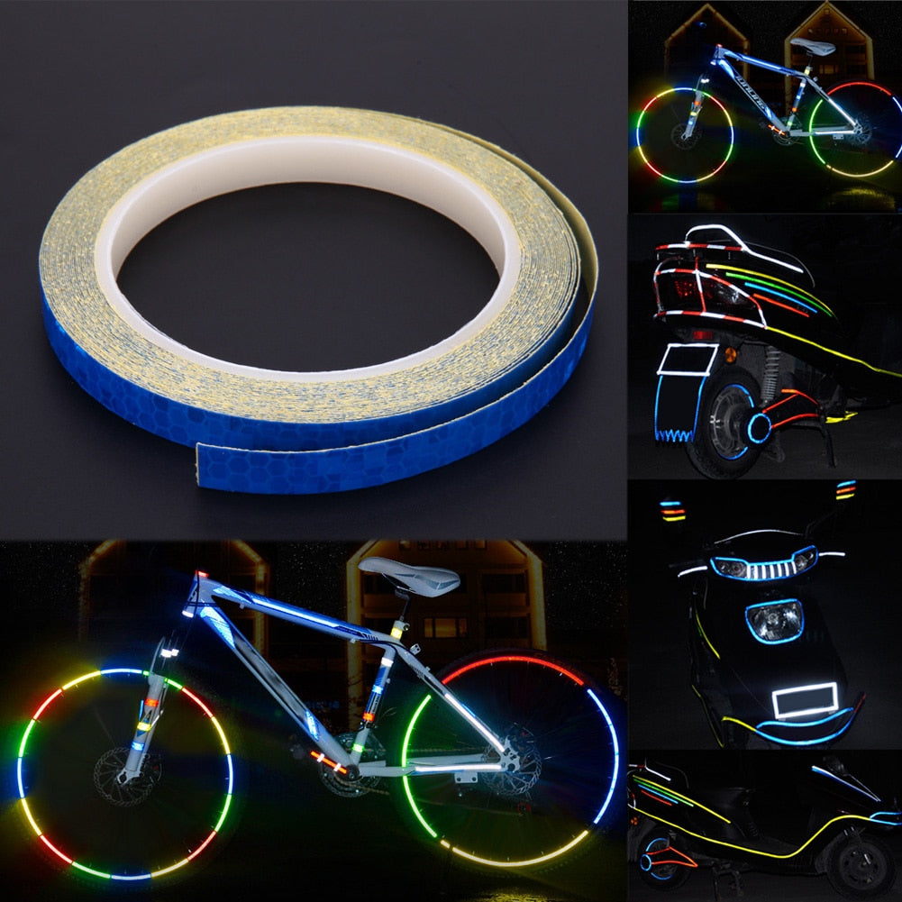 1 Roll Reflective Stickers Bike Wheel Rim Decal Reflection for Bicycle Motor Cycling Wheel Rim Bicycle Motor Accessories-ebowsos