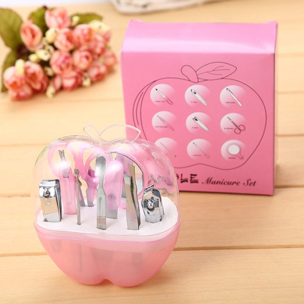 1 set 9 pcs women makeup beauty nails care Transparent Shell Nail Clipper Kit make up tools Random color - ebowsos