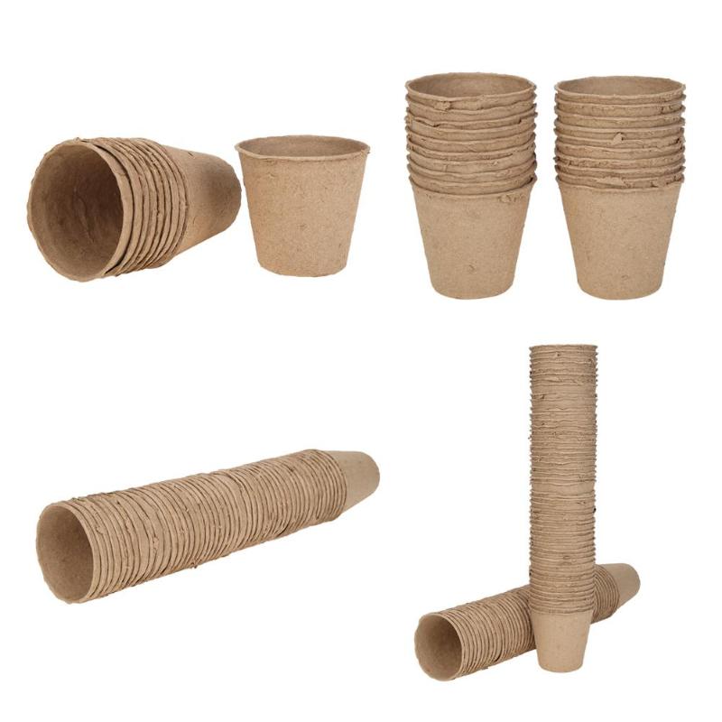 10/20/50/100 pcs Seedling Starter Trays Biodegradable Pots Eco-Friendly Nursery Plates Garden Flowerpots seed flower cups - ebowsos