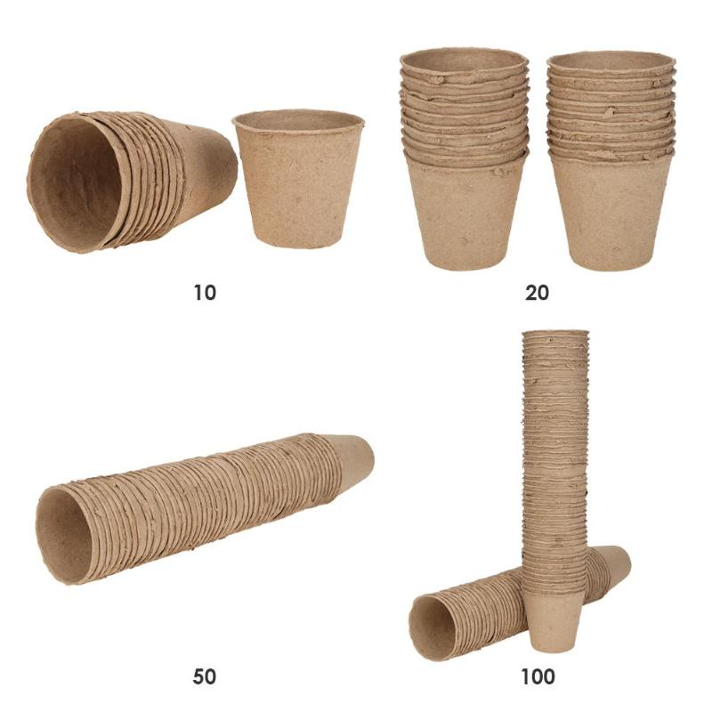 10/20/50/100 pcs Seedling Starter Trays Biodegradable Pots Eco-Friendly Nursery Plates Garden Flowerpots seed flower cups - ebowsos