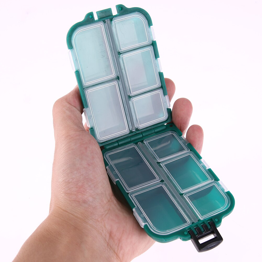 10 Compartments Plastic Box Fishing Tackle Box Small Accessory Box Square Fishhook Box-ebowsos