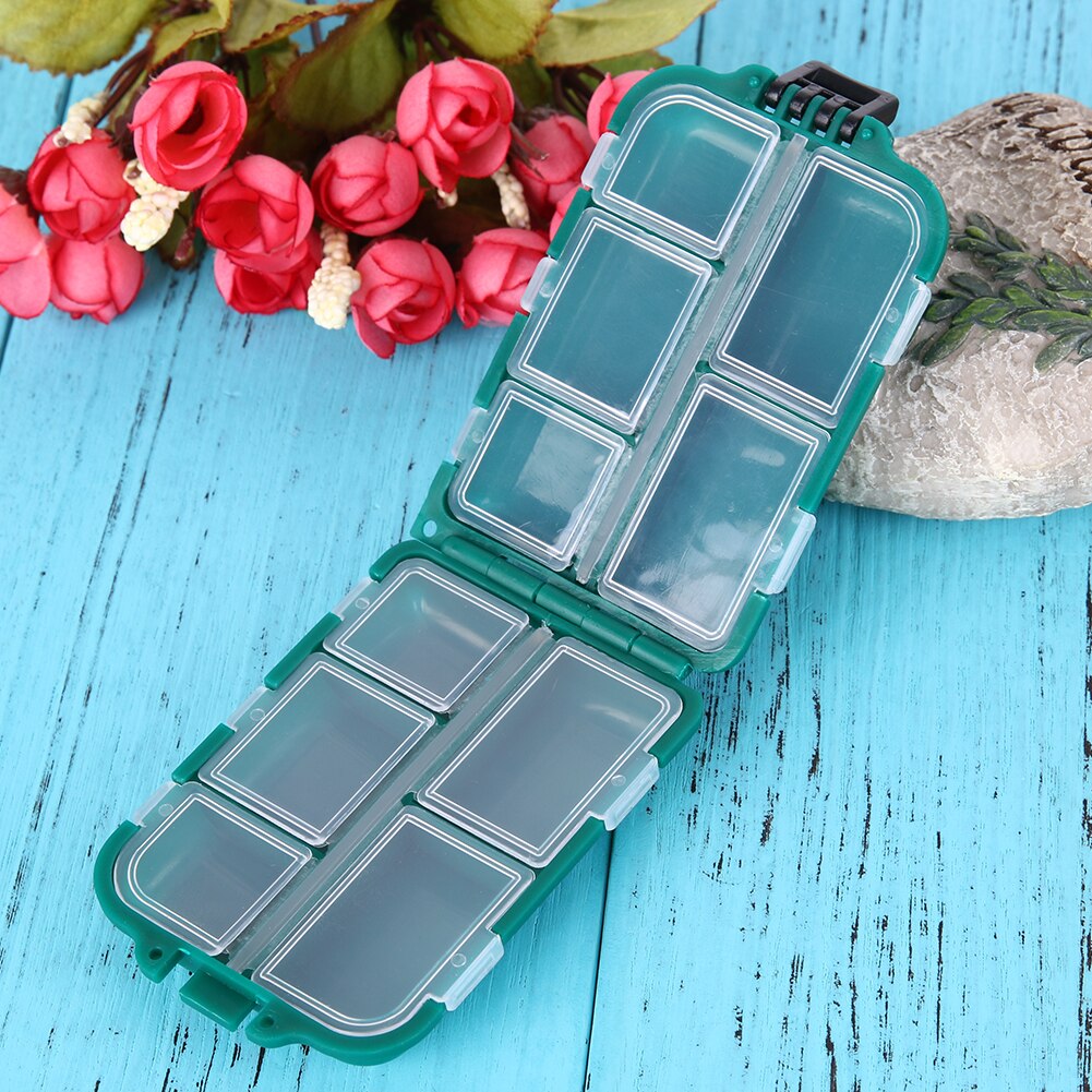 10 Compartments Plastic Box Fishing Tackle Box Small Accessory Box Square Fishhook Box-ebowsos