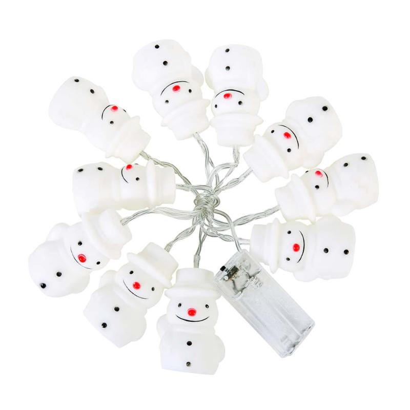 10 LED Silicone Big Snowman String Lamps Battery Box Lights Christmas Decor - ebowsos