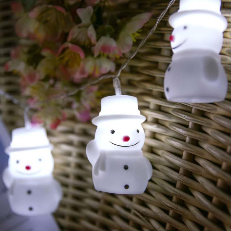 10 LED Silicone Big Snowman String Lamps Battery Box Lights Christmas Decor - ebowsos