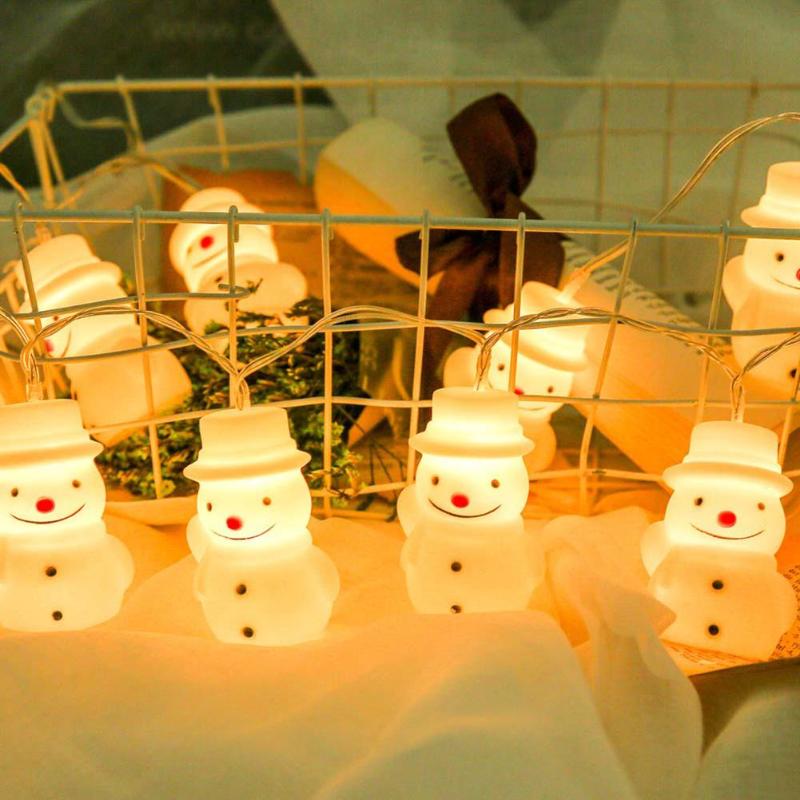 10 LED Silicone Big Snowman String Lamps Battery Box Lights Christmas Decor - ebowsos