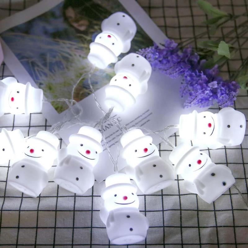 10 LED Silicone Big Snowman String Lamps Battery Box Lights Christmas Decor - ebowsos