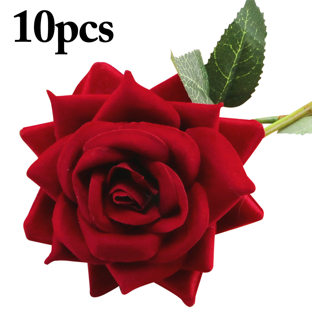 10 Pcs Fake Flower Wedding Bouquet French Valentine'S Day Mother's Day Romantic Rose Artificial Fleece Rose Home Decoration-ebowsos