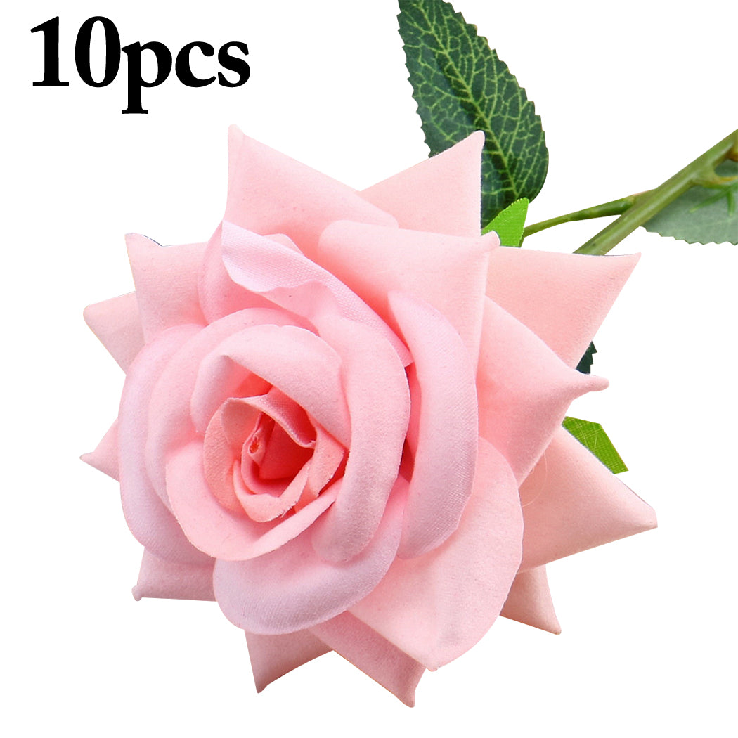 10 Pcs Fake Flower Wedding Bouquet French Valentine'S Day Mother's Day Romantic Rose Artificial Fleece Rose Home Decoration-ebowsos