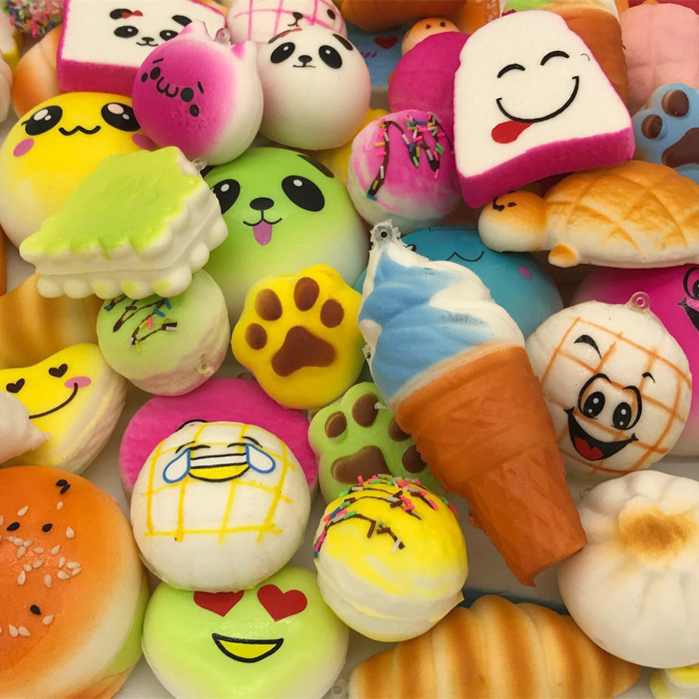 10 Pcs Random Cute Bread Cake Bun Pendant Squeeze Slow Rising Lovely Charm Squeeze Cream Scented Cute Strap Squeeze Toy-ebowsos