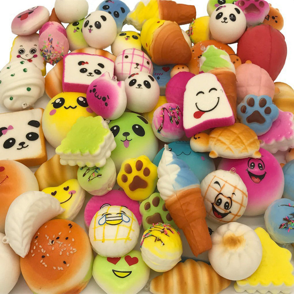 10 Pcs Random Cute Bread Cake Bun Pendant Squeeze Slow Rising Lovely Charm Squeeze Cream Scented Cute Strap Squeeze Toy-ebowsos