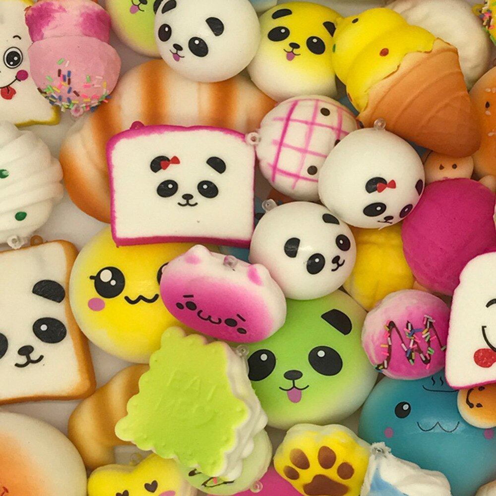 10 Pcs Random Cute Bread Cake Pendant Squeeze Toys Slow Rising Lovely Charm Stretchy Cream Scented Cute Phone Strap Squeeze Toy-ebowsos