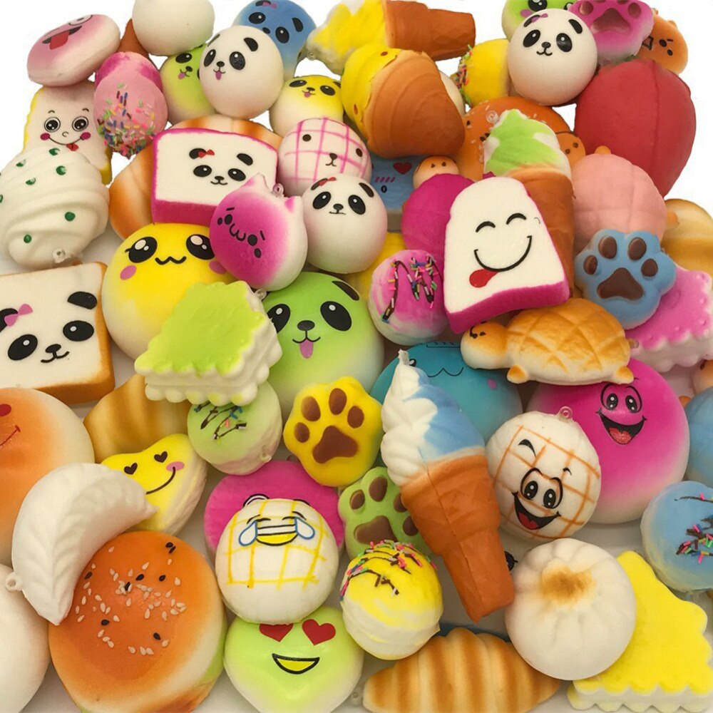 10 Pcs Random Cute Bread Cake Pendant Squeeze Toys Slow Rising Lovely Charm Stretchy Cream Scented Cute Phone Strap Squeeze Toy-ebowsos