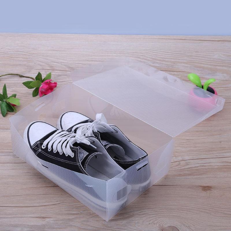 10 Pcs Transparent Foldable Shoes Case Shoes Organizer Holder Makeup Organizer Clear Plastic Shoes Storage Home Useful Tools - ebowsos