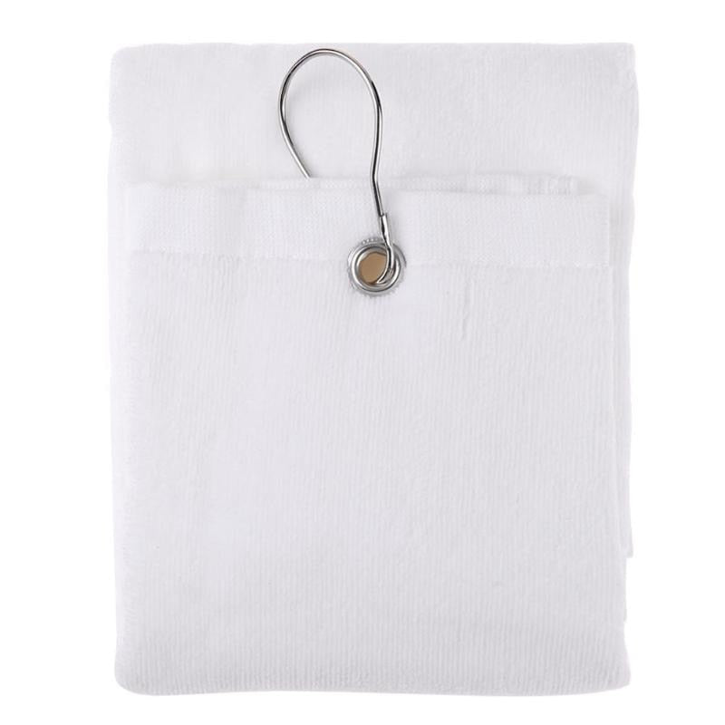 100% Cotton 525x405mm Hand Towel Washcloth with Hook for Golf Sports White - ebowsos