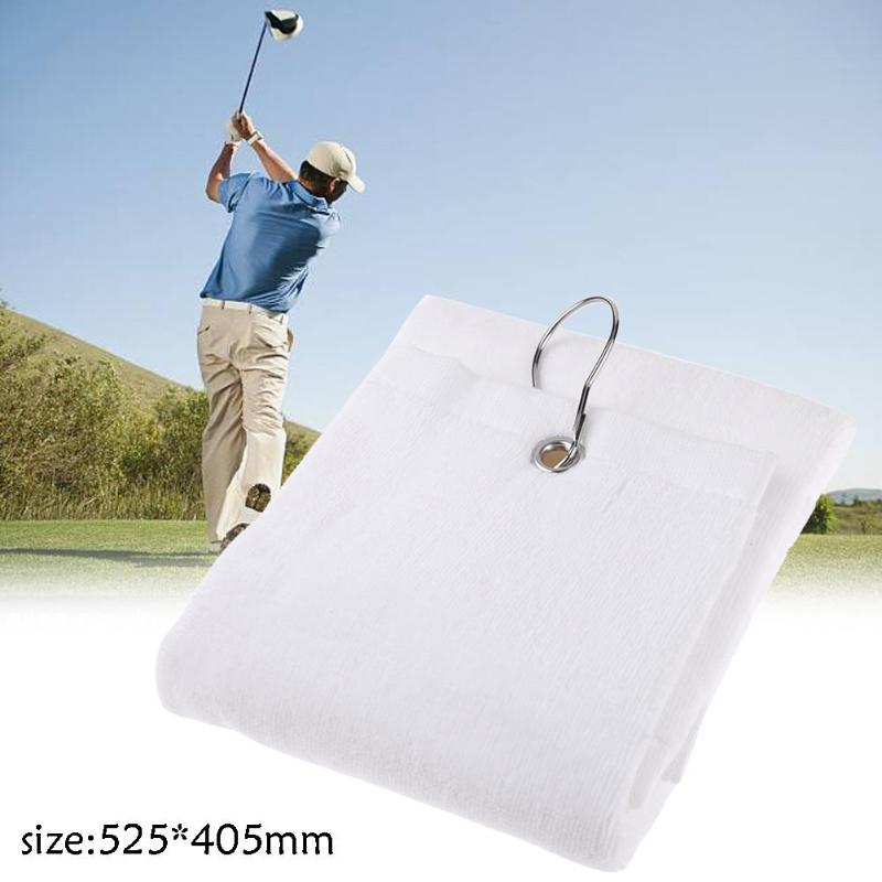 100% Cotton 525x405mm Hand Towel Washcloth with Hook for Golf Sports White - ebowsos