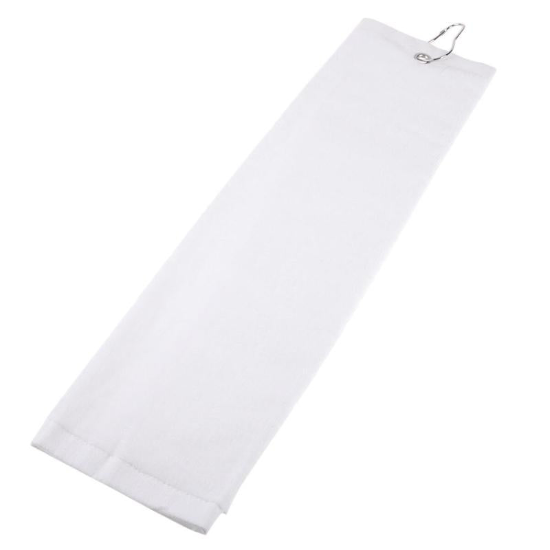 100% Cotton 525x405mm Hand Towel Washcloth with Hook for Golf Sports White - ebowsos