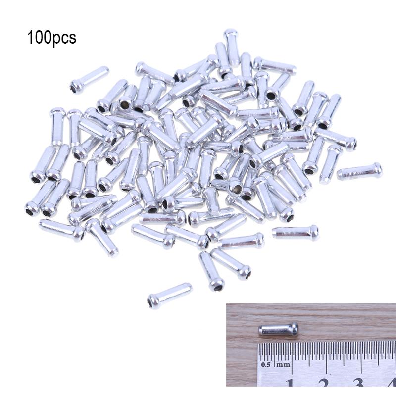 100pcs Bike Brake Shifter crimps bicycles derailleur shift cable end caps aluminum Bicycle CableTips Wire End Cap inner ferrules-ebowsos