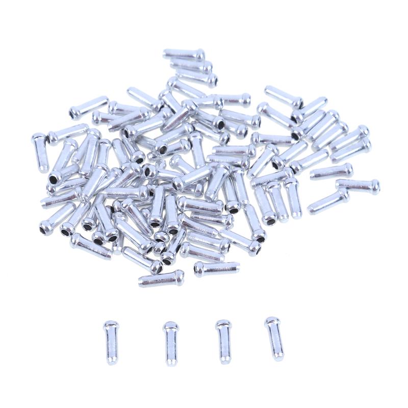 100pcs Bike Brake Shifter crimps bicycles derailleur shift cable end caps aluminum Bicycle CableTips Wire End Cap inner ferrules-ebowsos