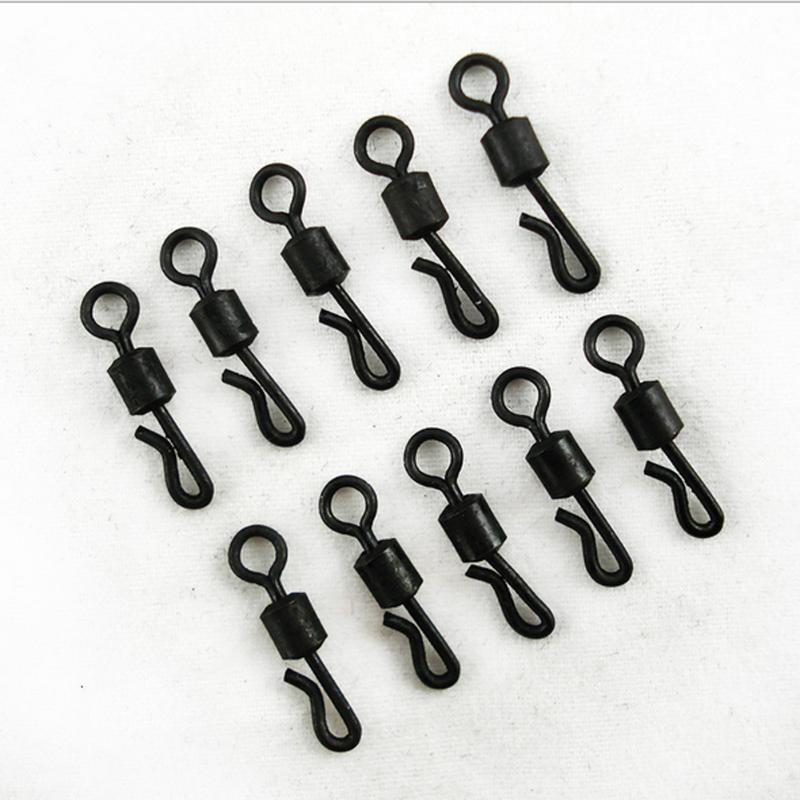 100pcs Large Long Body Q-Shaped Black Quick Change Swivels for Carp Fishing Accessories 4# Fishing Terminal Tackle-ebowsos