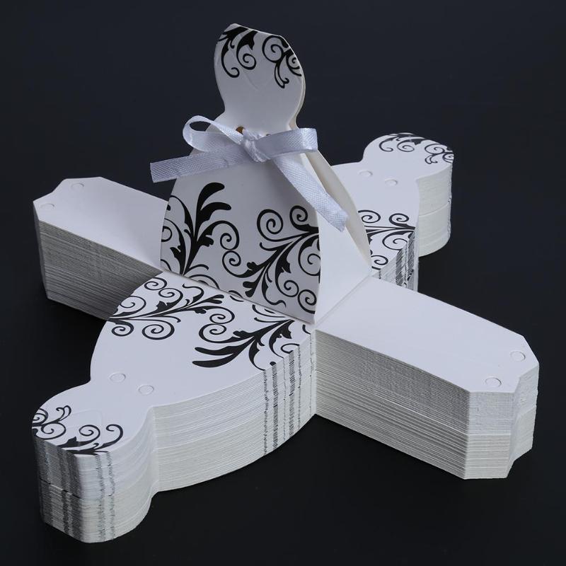 100pcs hi candy box black and white groom bride dress wedding gift box D4 - ebowsos