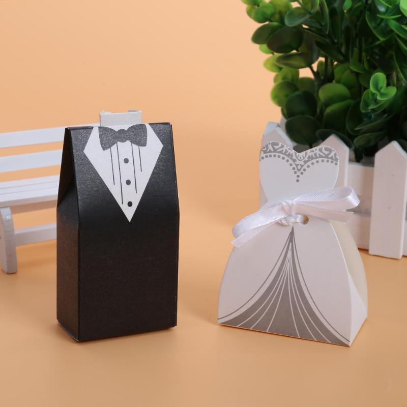 100pcs hi candy box black and white groom bride dress wedding gift box D4 - ebowsos