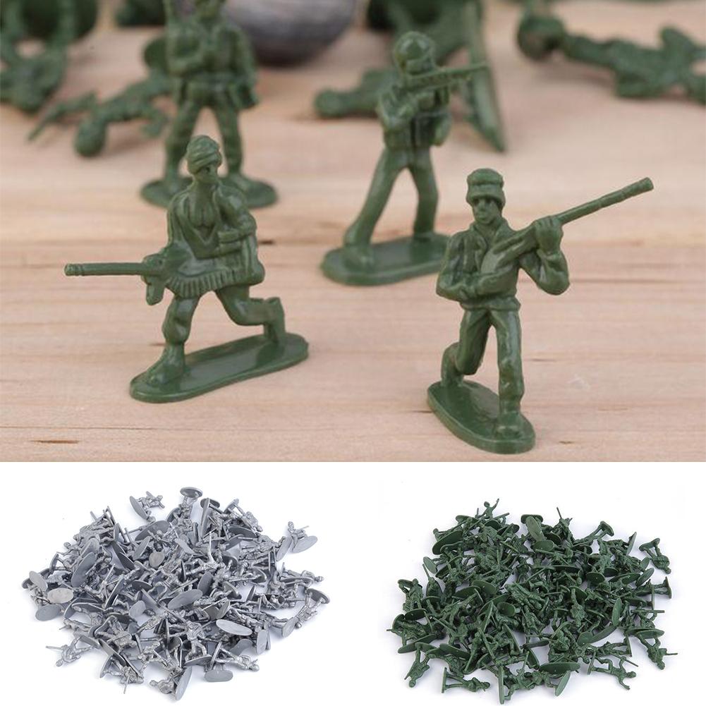 100pcs/set Military Plastic Toy Soldiers Army Men Figures 12 Poses Gift Toy Model Action Figure Toys For Children Boys 2 Colors-ebowsos