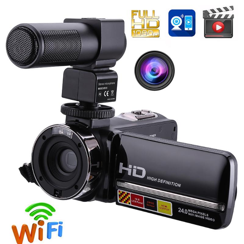 1080P Full HD Camcorder Remote Control Infrared Night Vision Camera 24MP 16X Digital Zoom Video Camera w/ Microphone Touchscreen - ebowsos