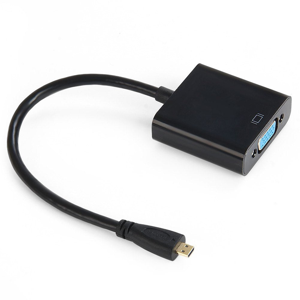 1080P Micro HDMI to VGA with Audio Video Converter Adapter Cable Black High Quality - ebowsos