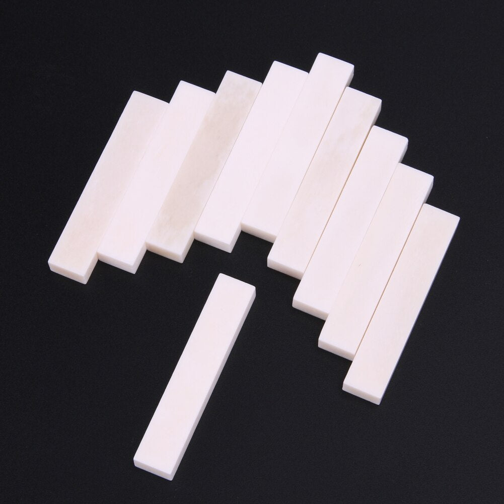 10Pcs Best Guitar Bass Real Blank Bone Nut for LP Folk/Classical Electric Acoustic Guitar Bone Nut Saddle Guitar Accessories-ebowsos