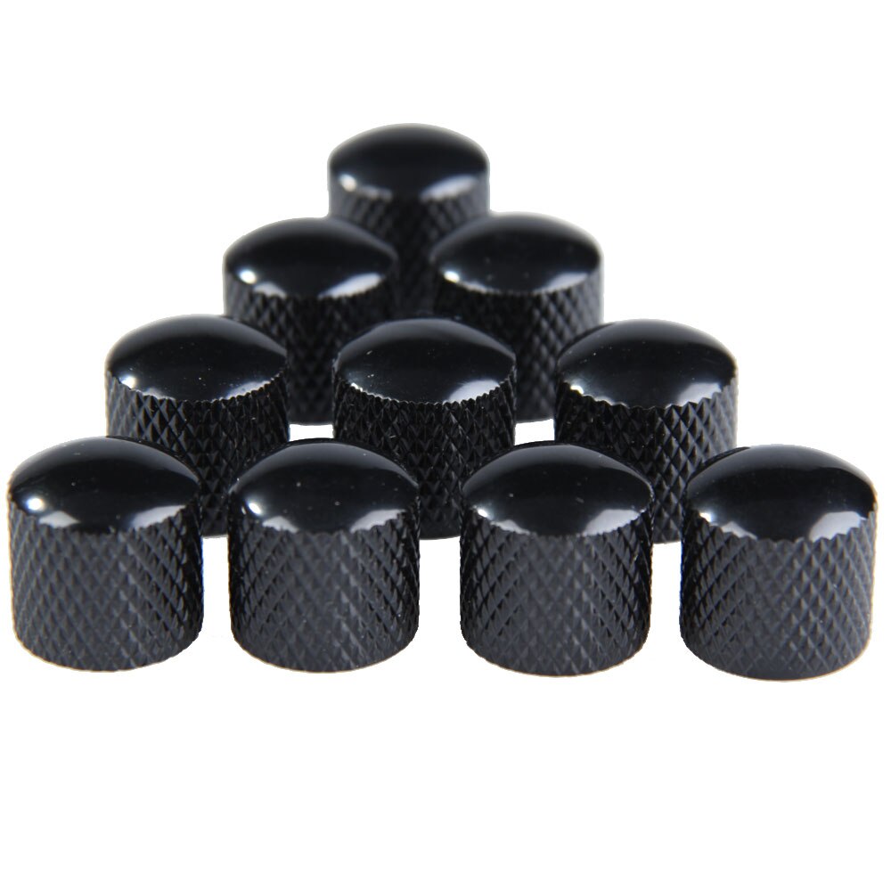 10Pcs Black Cool Metal Materiel Dome Volume Tone Control Knobs for Guitar Cylinder Kmob Metal Knob Guitar Parts-ebowsos