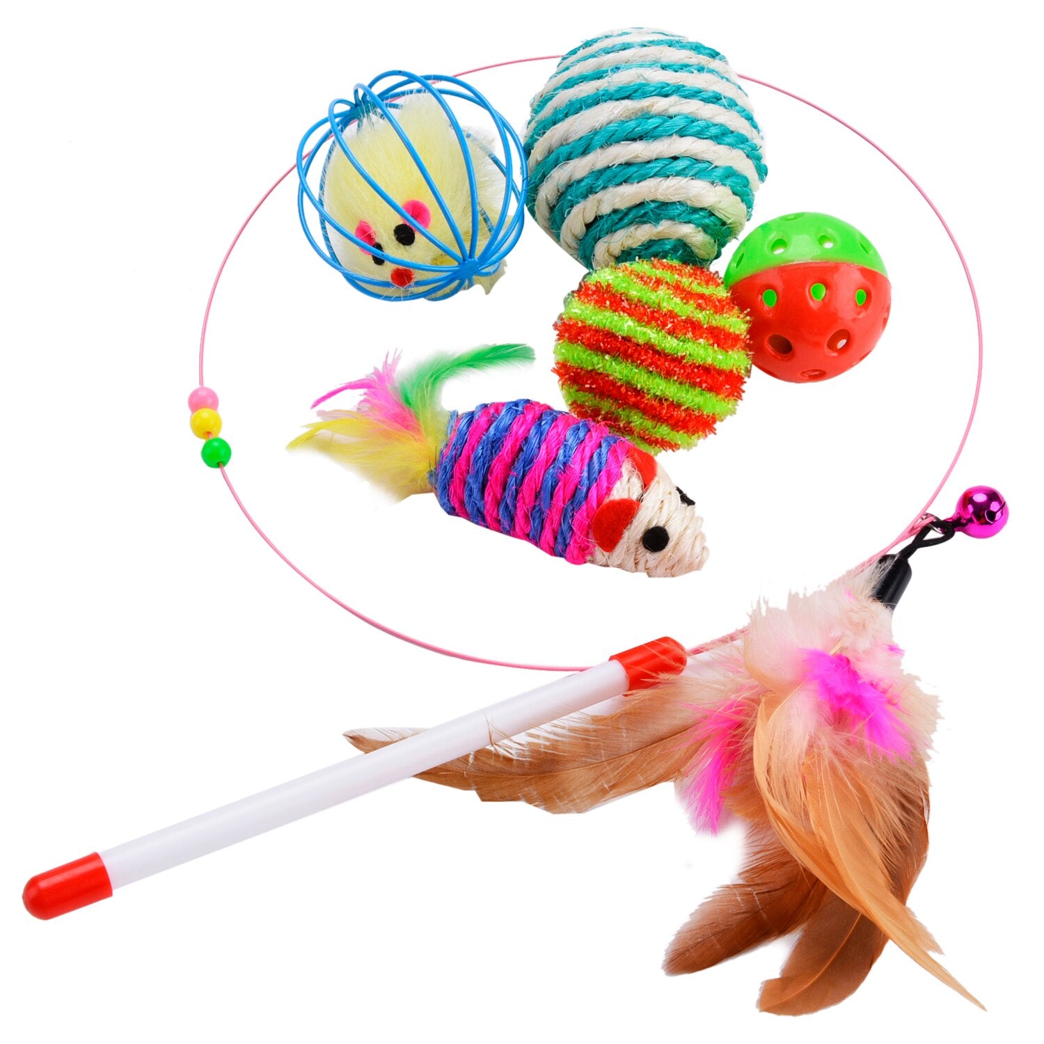 10Pcs Cat Toys Variety Pack For Kitty Includes Catnip Toy Plush Mice Scratch Ball And Teaser Pet Interactive Toy Supplies-ebowsos