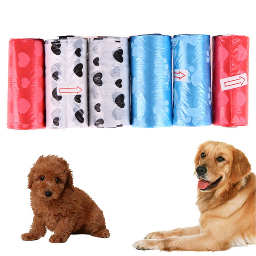 10Rolls 150pcs Cute Printing Cat Dog Poop Bags Outdoor Home Clean Refill Garbage Bag Pet Cleaning Supplies Random Color-ebowsos