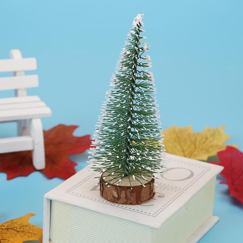 10cm Mini Stick White Christmas Trees Ornament Xmas New Year Desktop Decor - ebowsos