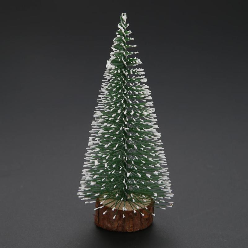 10cm Mini Stick White Christmas Trees Ornament Xmas New Year Desktop Decor - ebowsos