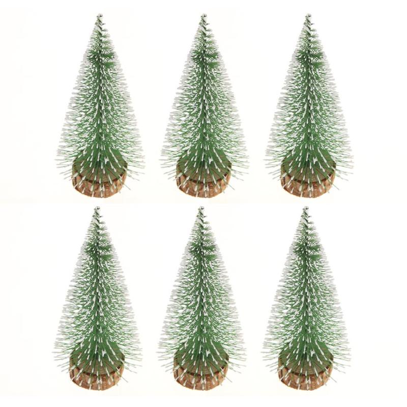 10cm Mini Stick White Christmas Trees Ornament Xmas New Year Desktop Decor - ebowsos