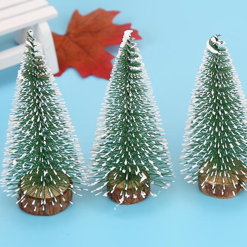 10cm Mini Stick White Christmas Trees Ornament Xmas New Year Desktop Decor - ebowsos