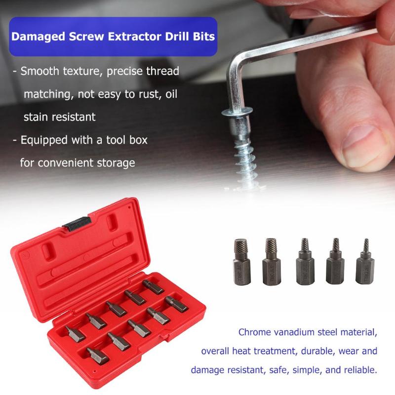 10pcs Damaged Screw Extractor Drill Bits Bolt Stud Stripped Screw Remover - ebowsos