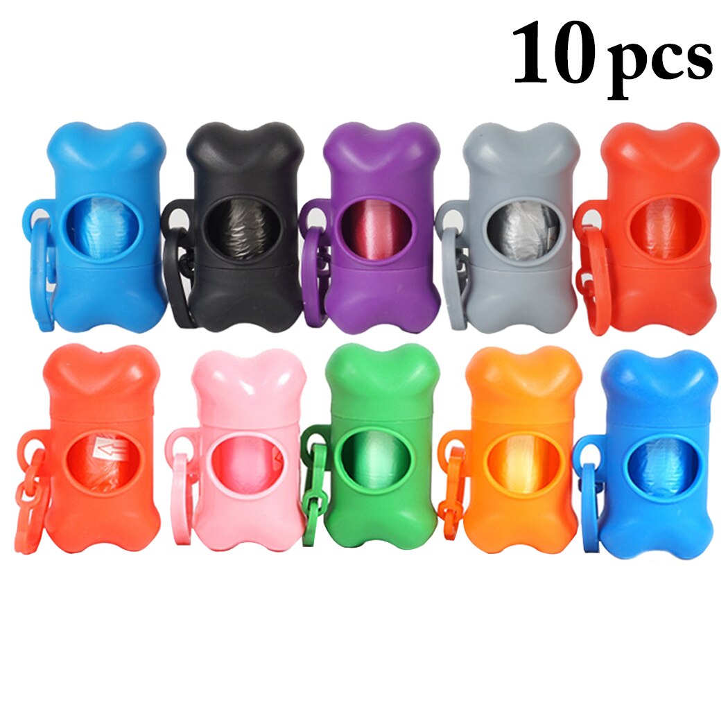 10pcs Pet Waste Bag Dispenser Portable Bone Shape Dog Poop Bag Holder With Bag Pet Cleaning Supplies For Outdoor-ebowsos